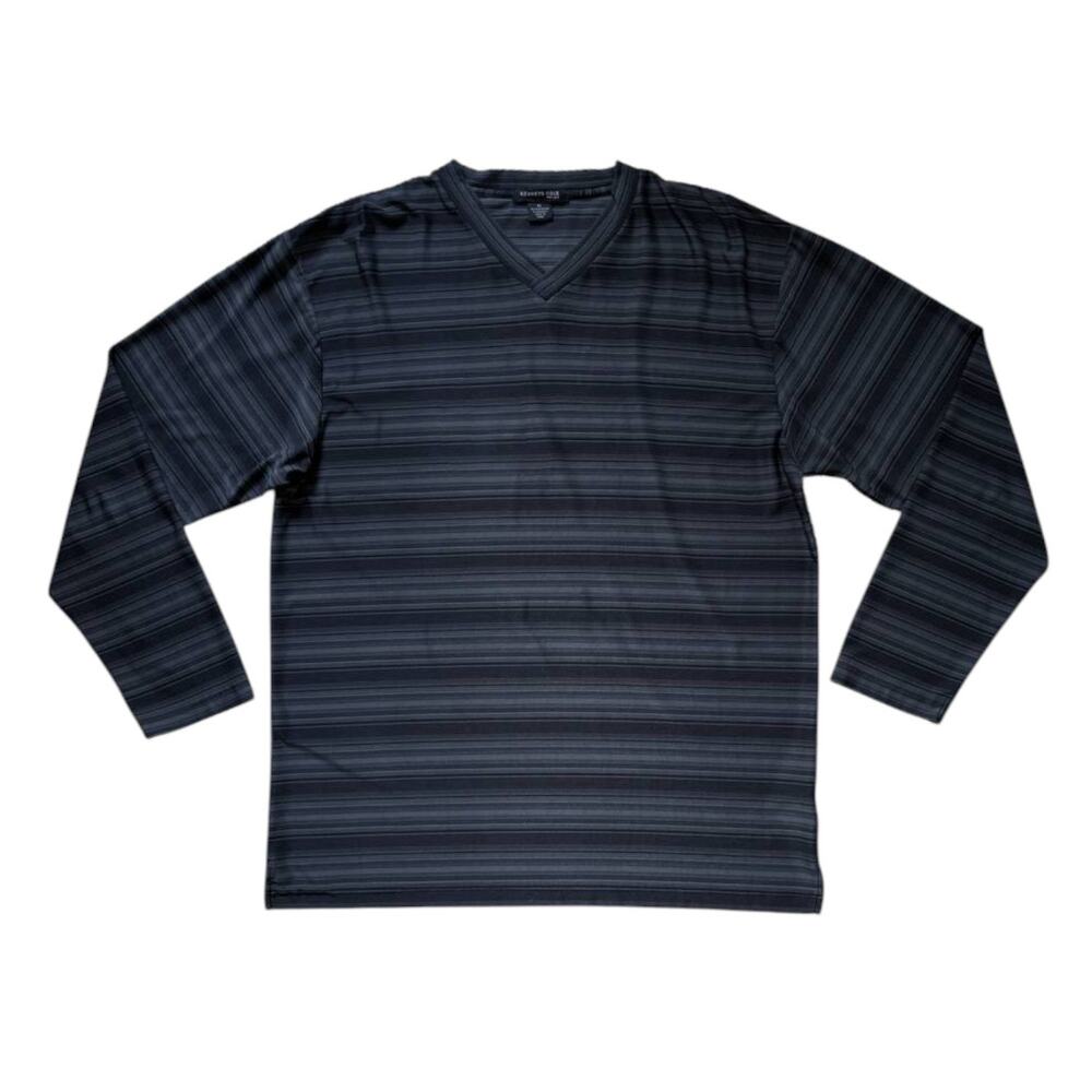 Kenneth Cole Gray Black Long-Sleeve Top | Size XL